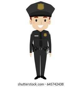 Vector Illustration of Policeman Standing