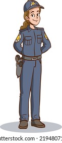 vector illustration of policewoman in uniform