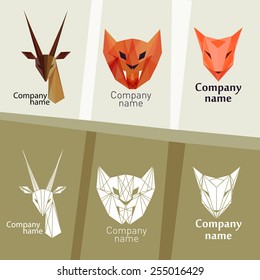 Vector illustration. Poligon animals logos.