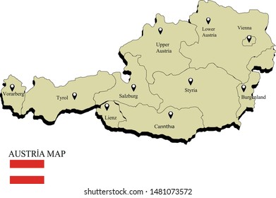 Vector illustration of political map of Austria
