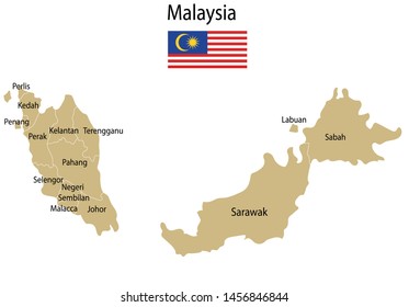 Vector illustration of political map of Malaysia
