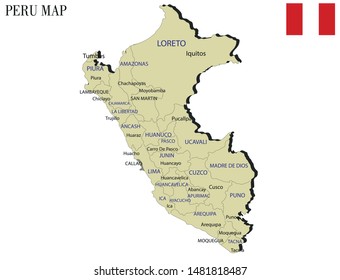 Vector illustration of political map of Peru
