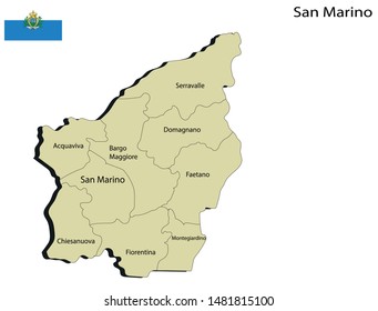 Vector illustration of political map of San Marino
