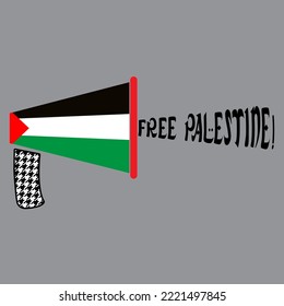 Vector illustration political and social concept for international day of solidarity with the Palestinian people. Symbolic message with megaphone louder in shape of Palestine flag.