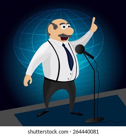 Vector Illustration of Politician at the microphone