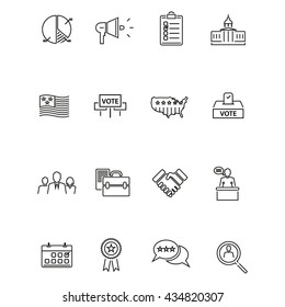 Um vetor ilustração de política, votação e eleições ícones conjunto