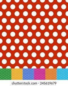 Vector illustration of polka dot, dotted, dots backgrounds, patterns. Seamlessly repeatable. Eps 10 vector.