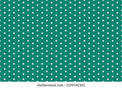 Ilustración vectorial del fondo de pantalla del patrón de puntos polka. Puntos blancos sobre fondo verde pino.