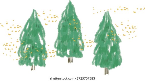 Ilustración vectorial de polen volando desde un cedro