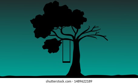 Vector illustration of a polluted and uncontaminated tree