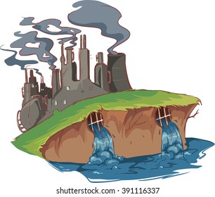 A vector illustration of polluting ecology factory