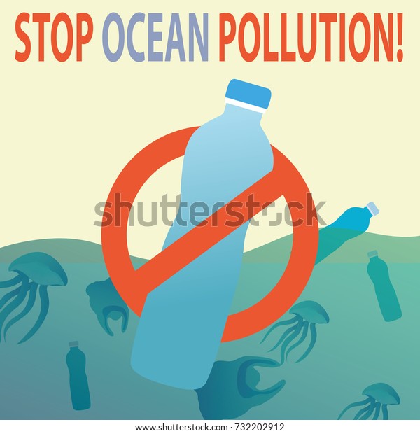ビニール袋やビンを使って海を汚染したベクターイラスト 禁止標識で囲まれたペットボトル 碑文は海洋汚染を防ぐ ベクターイラスト のベクター画像素材 ロイヤリティフリー
