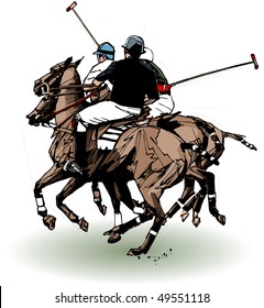 Vector illustration of polo players (hand drawing)