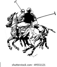 Vector illustration of polo players (hand drawing)