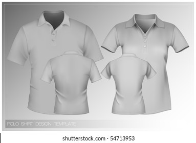 Vector illustration. Polo shirt design template (men and women).