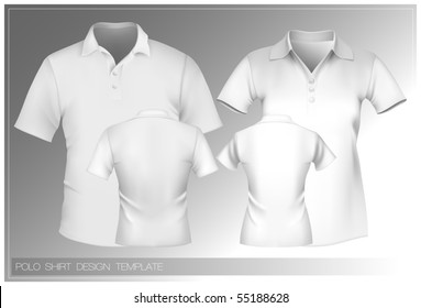 Vector illustration. Polo shirt design template (men and women).