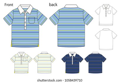 Vector illustration of Polo shirt. Front and back views