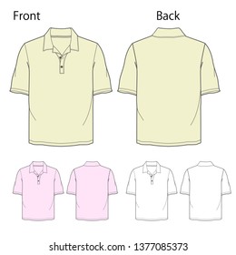 Vector illustration of Polo shirt. Front and back views.