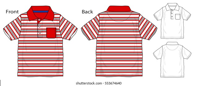 Vector illustration of polo shirts. Front and back views