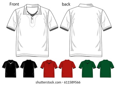 Vector illustration of Polo shirts. Front and back views