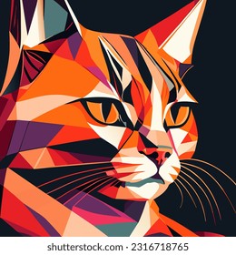 vector illustration of polygon cat