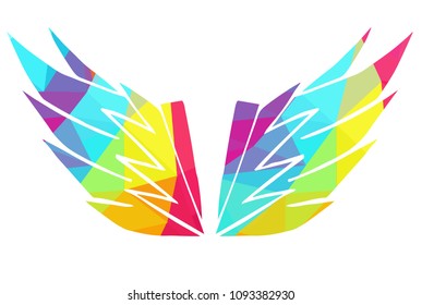 Vector Illustration Polygon Geometric of Wings Angel. Flat, Icon, Silhouette, Sign, Logo, Symbol, Object, Graphic Design, Background, Illustration for Print.