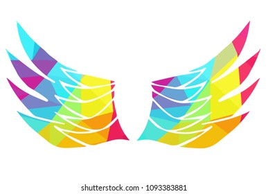 Vector Illustration Polygon Geometric of Wings Angel. Flat, Icon, Silhouette, Sign, Logo, Symbol, Object, Graphic Design, Background, Illustration for Print.
