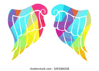 Vector Illustration Polygon Geometric of Wings Angel. Flat, Icon, Silhouette, Sign, Logo, Symbol, Object, Graphic Design, Background, Illustration for Print.