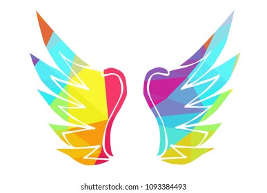 Vector Illustration Polygon Geometric of Wings Angel. Flat, Icon, Silhouette, Sign, Logo, Symbol, Object, Graphic Design, Background, Illustration for Print.