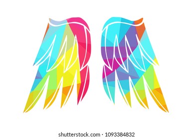 Vector Illustration Polygon Geometric of Wings Angel. Flat, Icon, Silhouette, Sign, Logo, Symbol, Object, Graphic Design, Background, Illustration for Print.