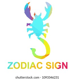 Vector Illustration Polygon Geometric of Zodiac Sign Scorpio. Flat, Icon, Silhouette, Sign, Logo, Symbol, Object, Graphic Design, Background, Illustration for Print.
