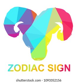 Vector Illustration Polygon Geometric of Zodiac Sign Aries. Flat, Icon, Silhouette, Sign, Logo, Symbol, Object, Graphic Design, Background, Illustration for Print.