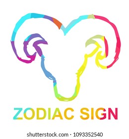 Vector Illustration Polygon Geometric of Zodiac Sign Aries. Flat, Icon, Silhouette, Sign, Logo, Symbol, Object, Graphic Design, Background, Illustration for Print.