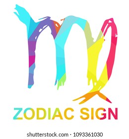 Vector Illustration Polygon Geometric of Zodiac Sign Virgo. Flat, Icon, Silhouette, Sign, Logo, Symbol, Object, Graphic Design, Background, Illustration for Print.