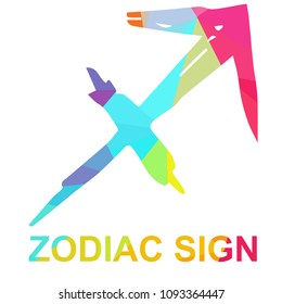 Vector Illustration Polygon Geometric of Zodiac Sign Sagittarius. Flat, Icon, Silhouette, Sign, Logo, Symbol, Object, Graphic Design, Background, Illustration for Print.