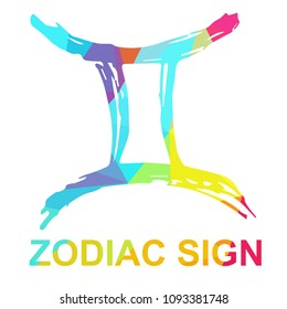 Vector Illustration Polygon Geometric of Zodiac Sign Gemini. Flat, Icon, Silhouette, Sign, Logo, Symbol, Object, Graphic Design, Background, Illustration for Print.