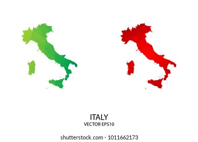 Vector illustration - Vector polygon map color Red and Green of map Italy,Vector illustration eps10.