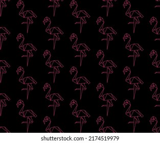 Vector illustration. Polygonal abstract linear flamingo. Geometric tropical bird. eps