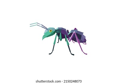 vector illustration polygonal ant logo and colorful gradient color