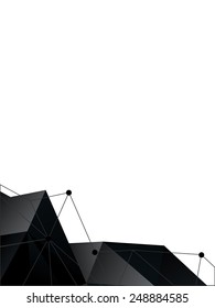 Vector illustration of polygonal background. Stylish black crystal and lattice with points. Flyer template.