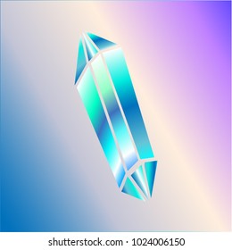 Vector illustration. Polygonal blue crystal.