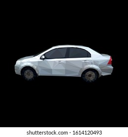 Vector illustration of polygonal car on black background