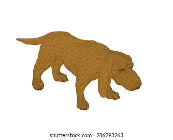 Vector illustration of polygonal dog with long ears. Isolated.