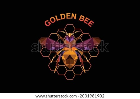 vector illustration of polygonal or geometric bee logo, unique bee mascot icon