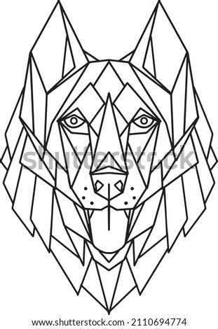 Vector illustration Polygonal geometric wolf with a black outline. .