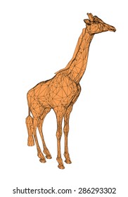 Vector illustration of a polygonal giraffe. Isolated.