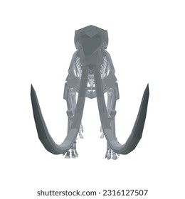 Vector Illustration of polygonal Mammoth Skeleton on Isolated White Background. Vector prehistoric polygonal skeleton of mammoth on white background isolated illustration. 3D..