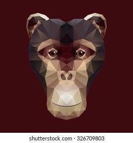Vector illustration of polygonal monkey head chimpanzee