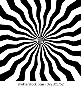 Vector Illustration. Polygonal Monochrome Stripes Pattern. Expanding Stripes Running from the Center. Geometric Abstract Background. Suitable for textile, fabric and packaging