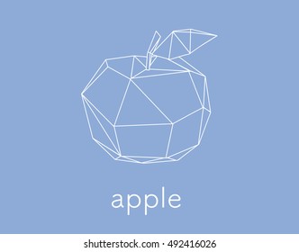 Vector illustration of polygonal red apple with leaf, modern icon, isolated fruit object, logotype design 